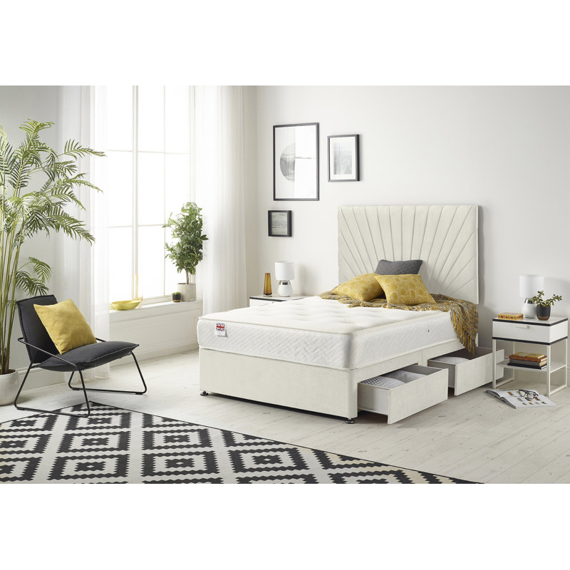 Scotland Divan Bed Base, Kingsize (5'), Ivory, 2 Drawers