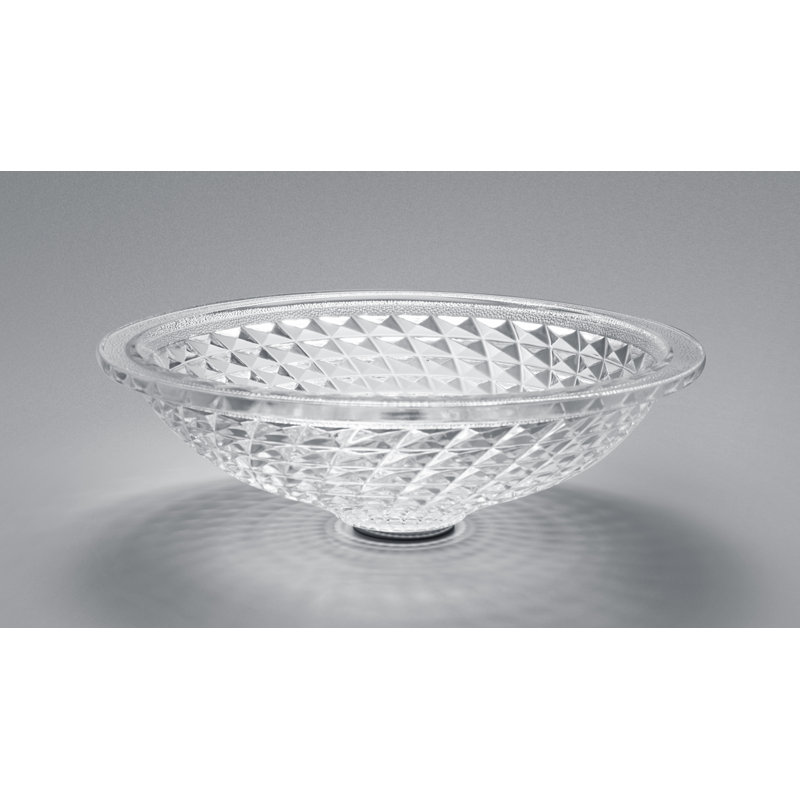 17.59'' Glass Oval Vessel Bathroom Sink, Crystalline Clear