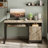 47" Reversible Computer Desk with Cabinet & Keyboard Tray , Grey Wash Home Office Desk or study desk for Small Spaces with Shelf-210457314