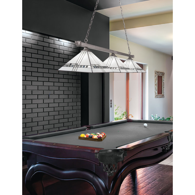 Barre carrée à 3 lumières montrée en finition nickel brossé avec verre art déco 14 po New