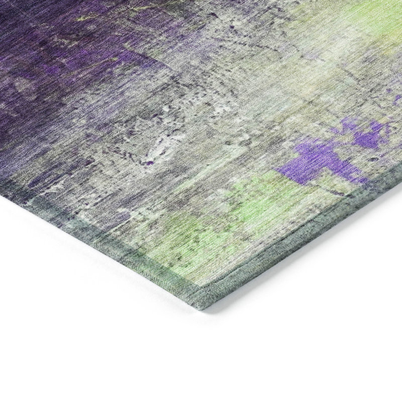 Machine Washable Indoor/Outdoor Xhevrie Purple Rug, Rectangle 1'8" x 2'6"