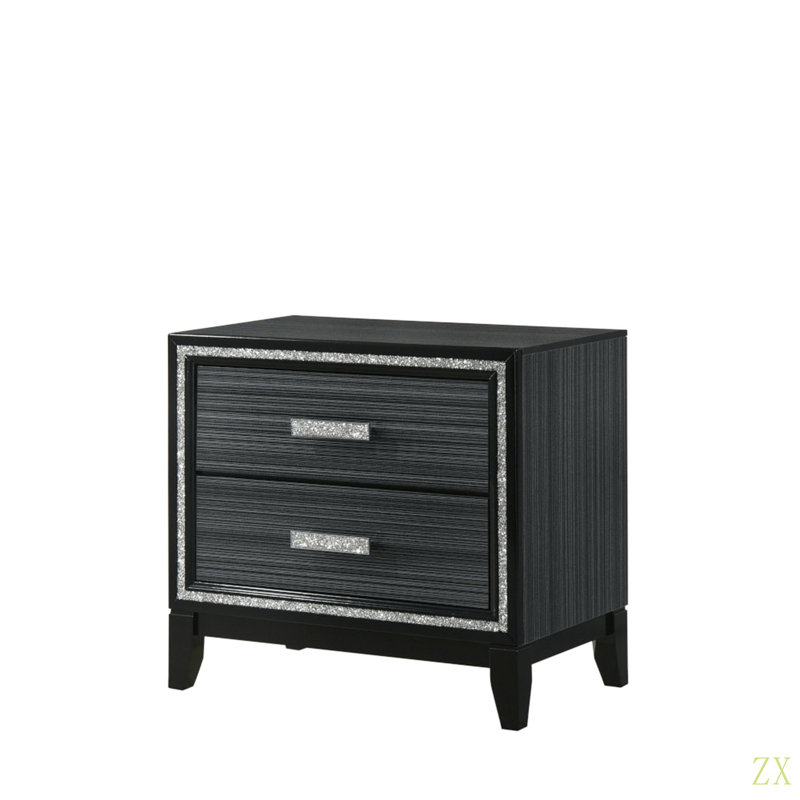 Table de chevet vieillie Haiden, Noir
