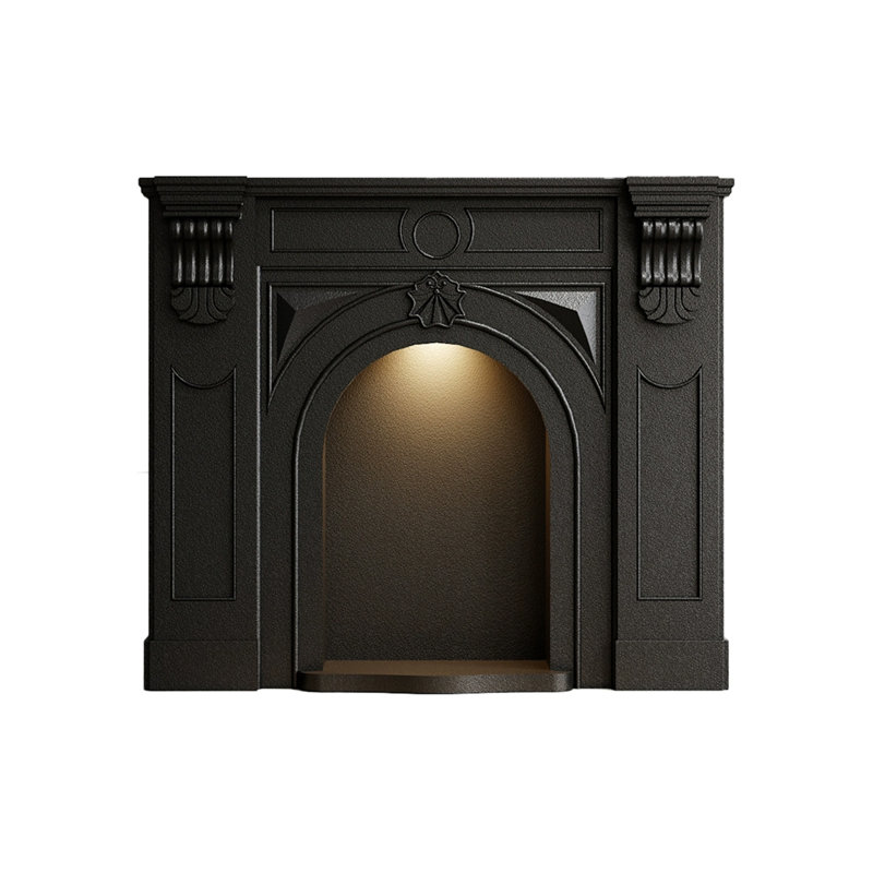 Black Manufactured Wood Freestanding Fireplace