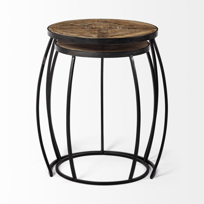 Pinero Solid Wood Top Nesting Tables End Table