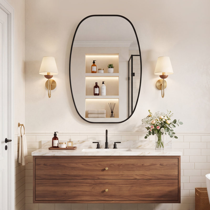 Miroir mural, 36 po x 24 po, Noir