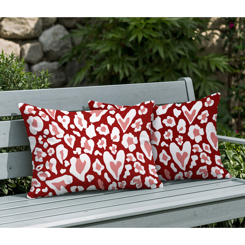 Oreiller réversible intérieur / extérieur à imprimé zébré Bobbi, 25x18, Red