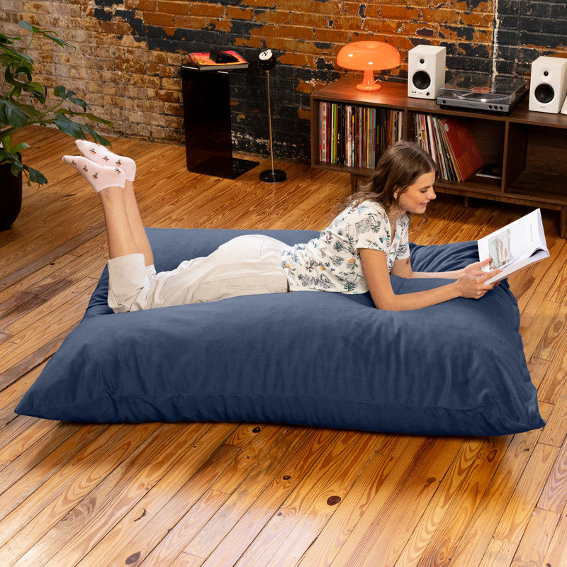 Pillow Saxx 5.5-Foot Décor Bean Bag Giant Floor Pillow Lounge, Lush Velvet, Navy Velvet