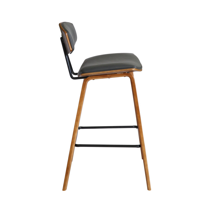 Chaise à dossier bas avec repose-pieds, Gris / Brun, Tabouret de comptoir (siège d'une hauteur de 25,5