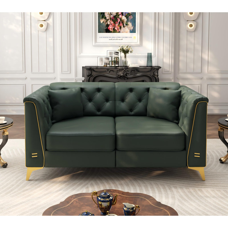 Canapé Chesterfield 61,8 po, Similicuir vert