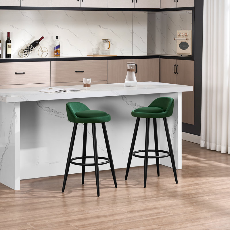 Askern Upholstered Counter Stool, Dark Green, 2
