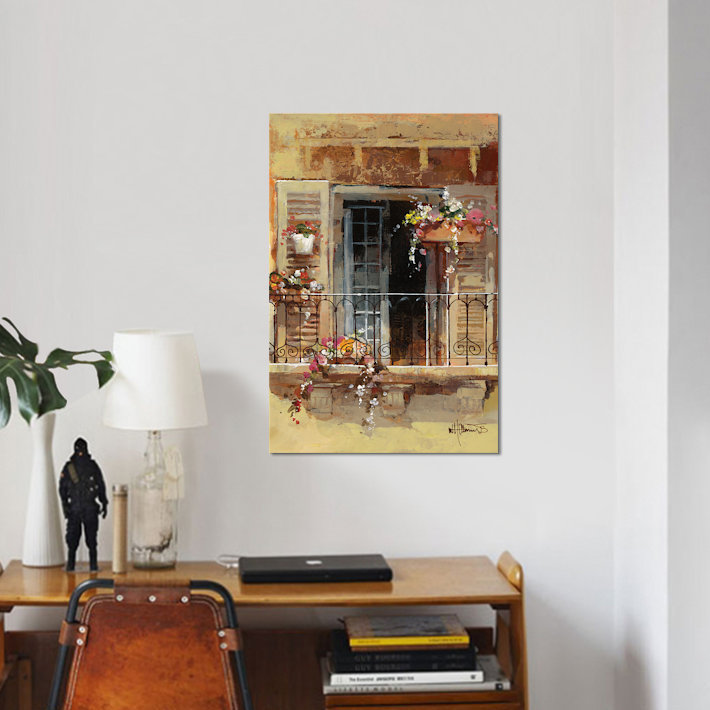 «Balcon IV», reproduction sur toile, H 60 po x l 40 po x P 1,5 po, Pas de tapis, Toile tendue