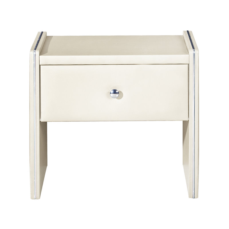 Drian 1 - Drawer Upholstered Nightstand, Cream