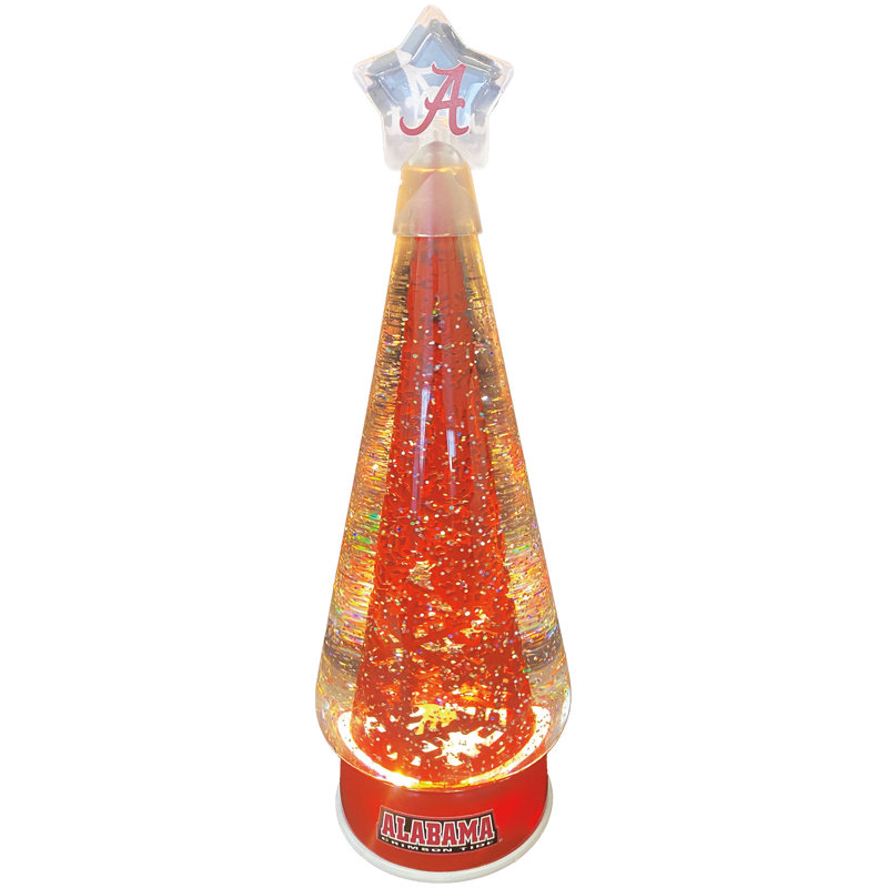 NCAA 12 inch Illuminated Glitter Globe Tree, Alabama Crimson Tide