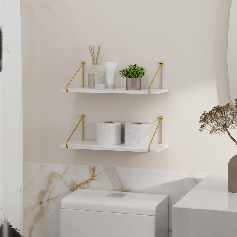Amarionna Floating Shelf, Gold, White