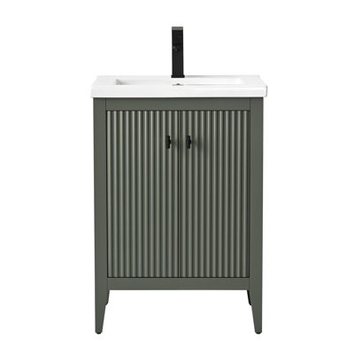 Ensemble de meuble-lavabo sur pied lavabo simple 24 po avec plateau en céramique blanche
