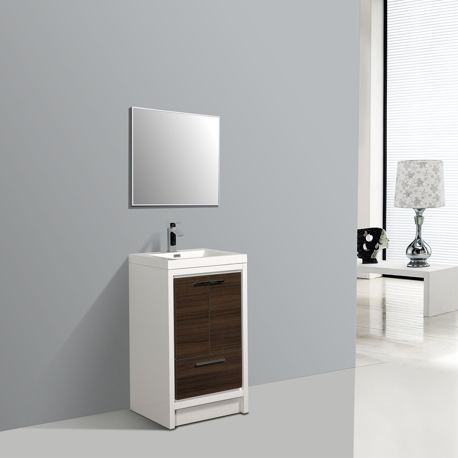 Barwicks 60Double Freestanding Bathroom Vanity with Sink,with 4 Doors and  White Resin Sink Top