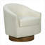 Fauteuil d'appoint pivotant crème avec base en bois massif, siège simple confortable pour adultes