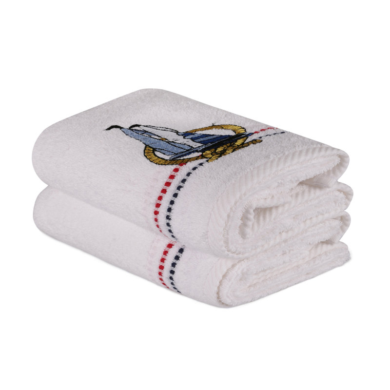 Ensemble de 2 serviettes 100% coton Metcalf, Blanc