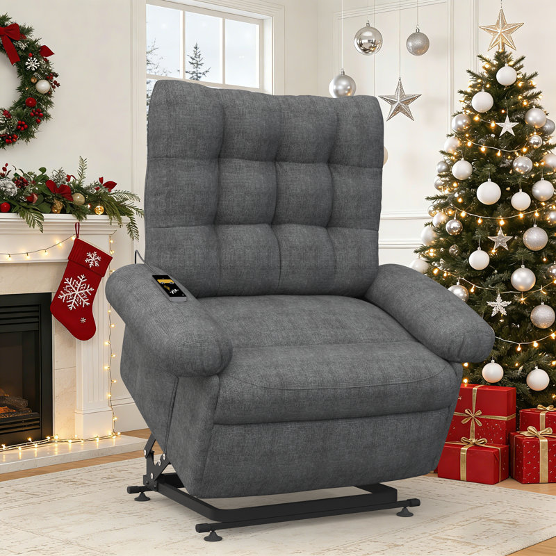 Power Lift Recliner Chair W/Remote Control And Side Pocket For Elderly, Gray
