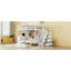 Lit superposé double au-dessus de simple avec bureau, tiroirs et tablettes, blanc-561928422