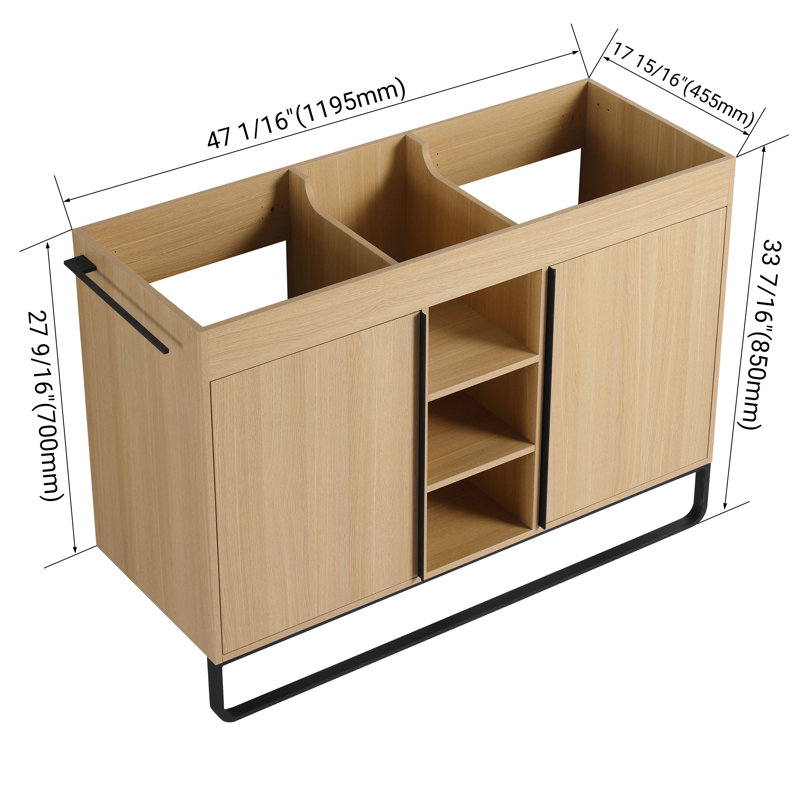 Zarnby 48'' Freestanding Double Bathroom Vanity Base Only