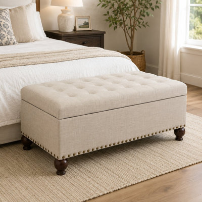Banc-coffre ottoman beige de 40 pouces pour salon