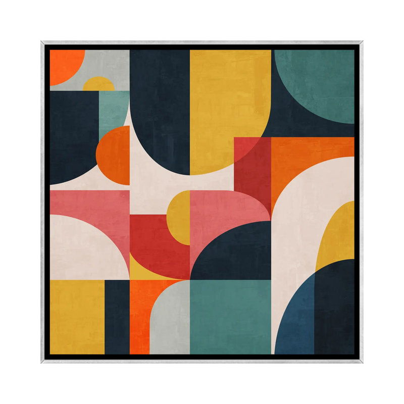 «Geometric Concept XCVI», reproduction d'art sur toile encadrée, Argent argent, H 18 po x l 18 po