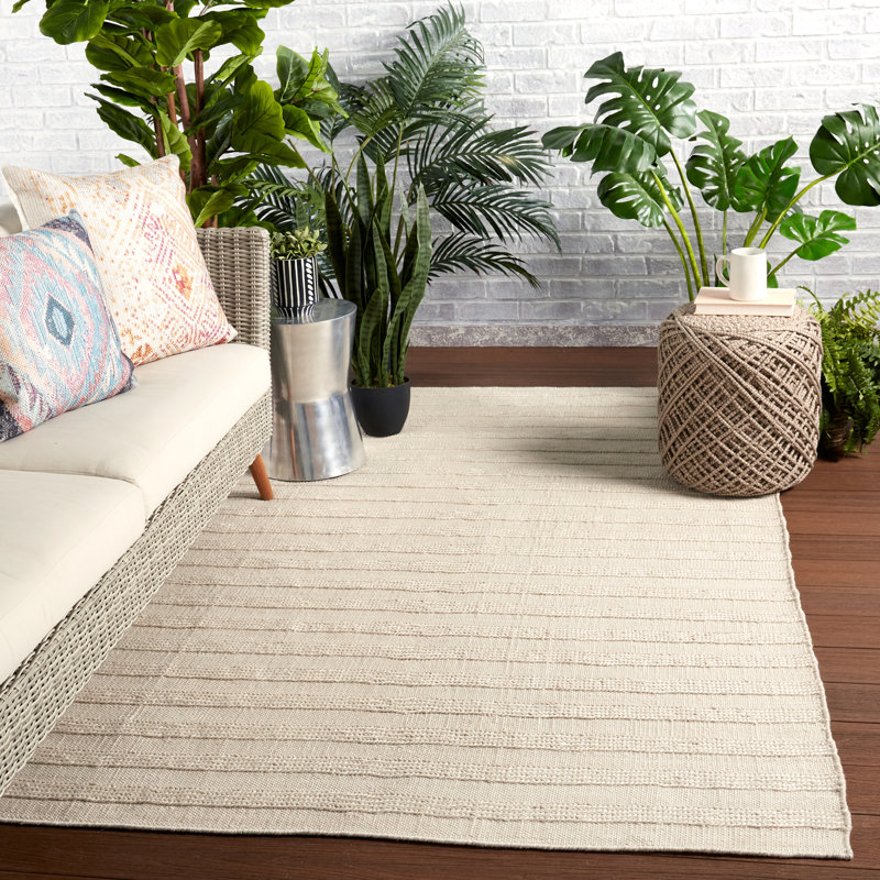 Tapis ivoire tissé à la main Garren New Age, Rectangle de 5 pi x 8 pi