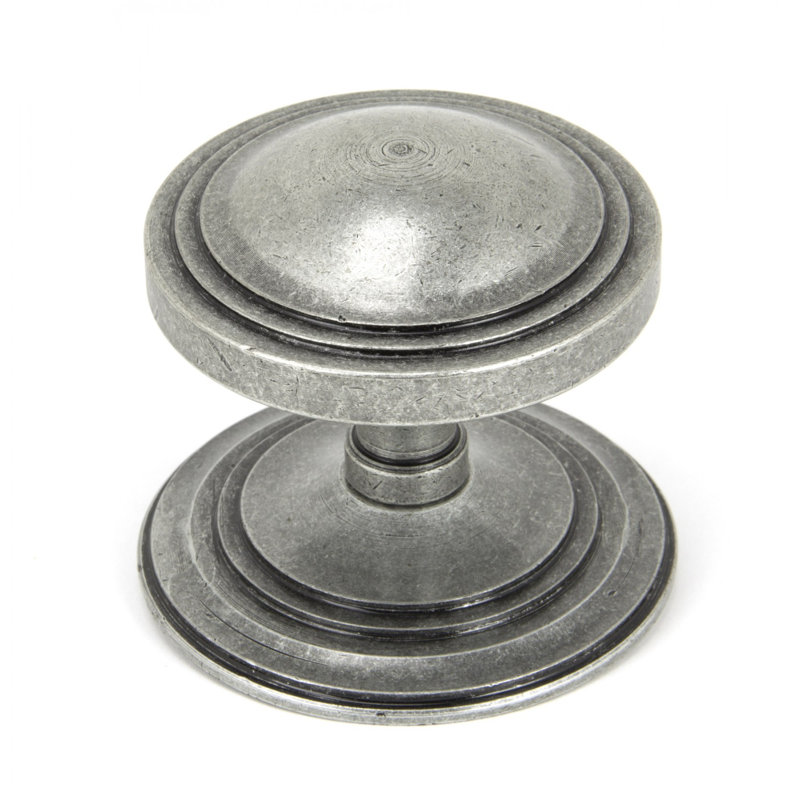 Art Deco Centre Door Knob, Pewter Patina