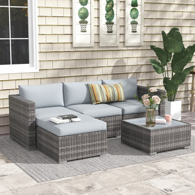 Abler Wicker 3 - Person Modular Patio Conversation Set with Cushions