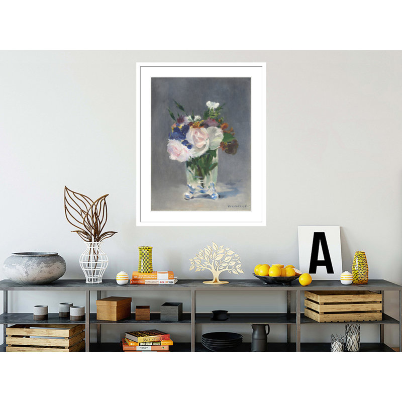 «Flowers in a Crystal Vase» par Édrede Manet, impression giclée sur cadre, H 41,5 po x l 32,88 po