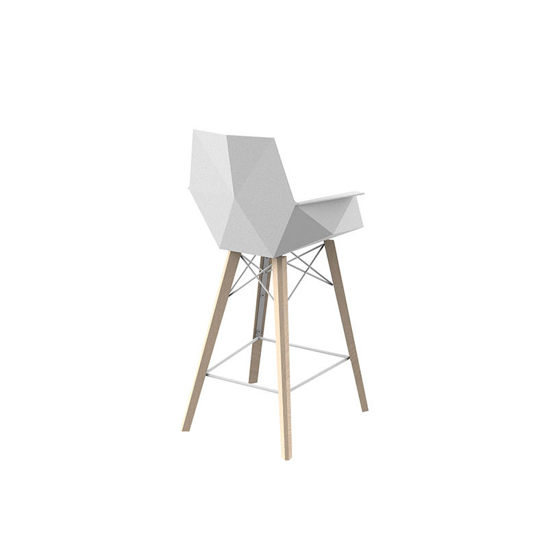 Tabouret de comptoir avec accoudoirs Faz Wood - ensemble de 4 - Basic / Injection, Blanc / naturel