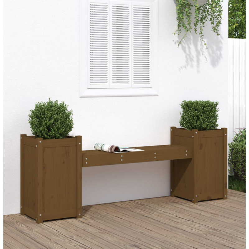 Davie Solid Wood Outdoor Bench, Honey Brown