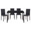 4 tables de salle à manger avec surface en faux marbre noir et structure décontractée en métal - structure supérieure pour 4 sièges
