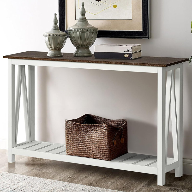 Rustic Farmhouse Console Table – Narrow Entryway Design, White