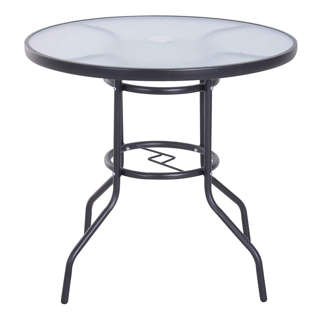 Marciniak Round Metal Outdoor Bistro Table With Umbrella Hole , 80cm cm W 80cm cm D