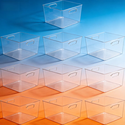 Très grands bacs de rangement en plastique transparent avec poignées, contenants de rangement en cubes de 11 po x 11 po pour l'organisation du garde-manger, du placard, de la cuisine, de la salle de bain et de la salle de lavage