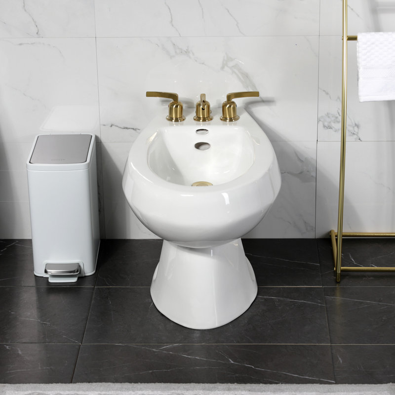 Kingston Brass Centurion Three-Handle Vertical Spray Bidet Faucet with Brass Pop-Up, Brushed Brass