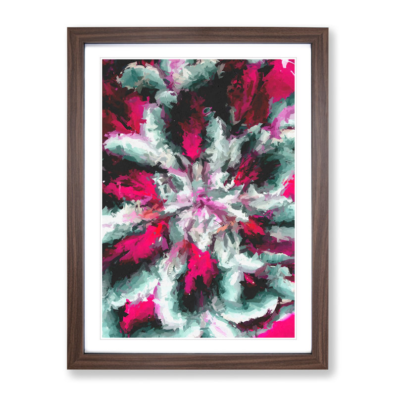 Warm Heart Abstract - Single Picture Frame Painting, 46cm H x 34cm W x 2cm D, Walnut Framed