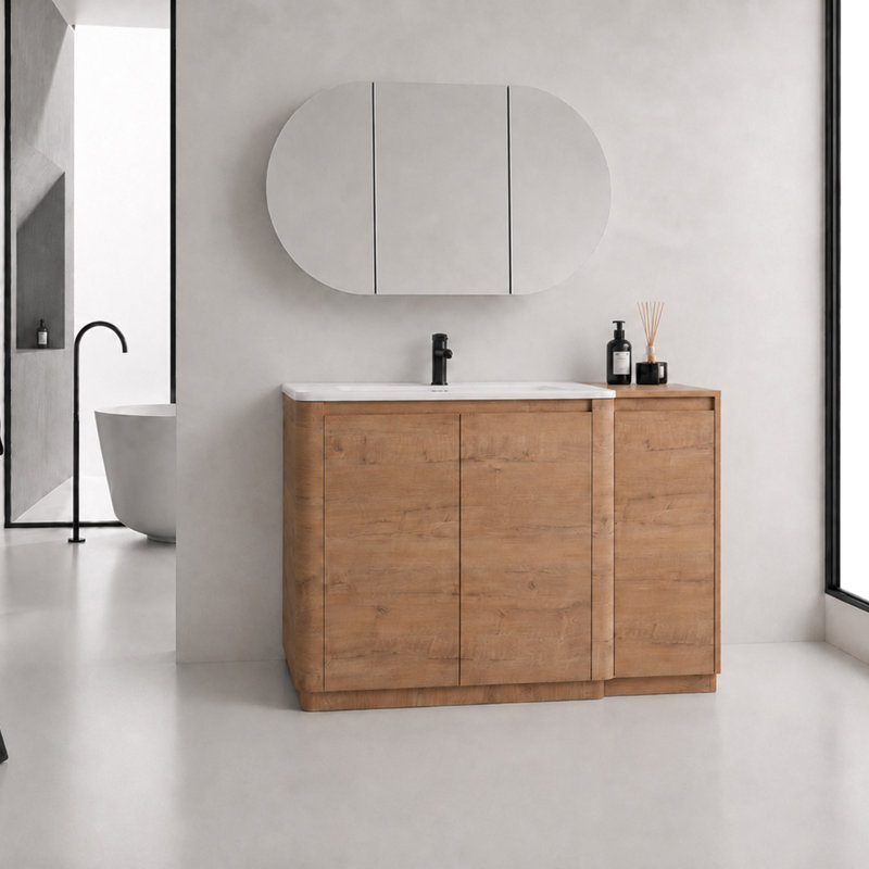 Meuble-lavabo autoportant Pebble, Brun, 48"