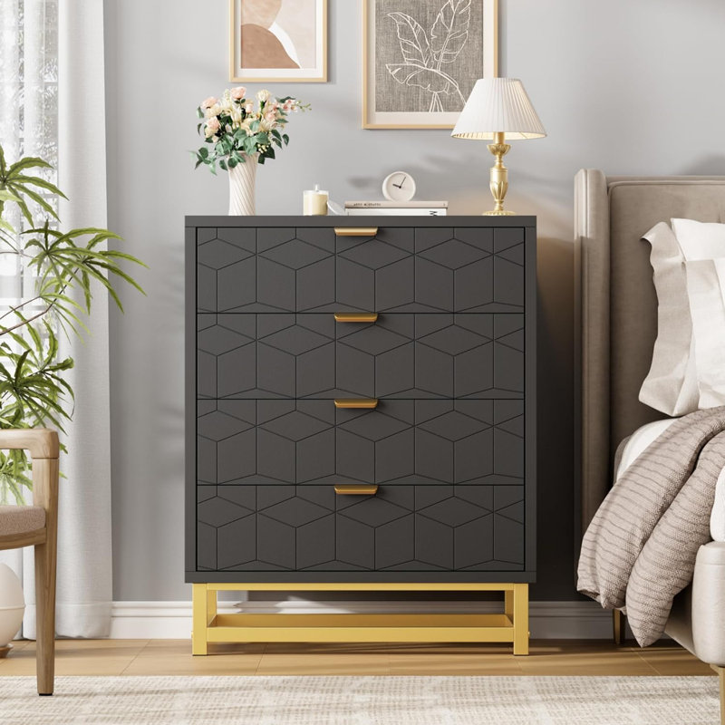 23.6cm W 4 - Drawer Chest of Drawers, Black