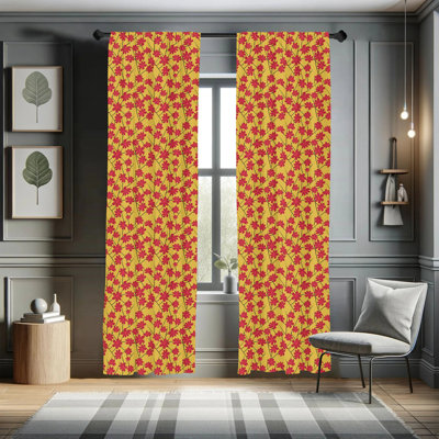 Floral Semi-Sheer Rod Pocket Curtain Panels