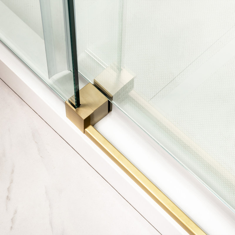 Portes de douche sans cadre de 56 à 60 po de largeur x 76 po de hauteur avec verre trempé transparent de 5/16 po (8 mm), coulissant simple avec bandes d'étanchéité latérales
