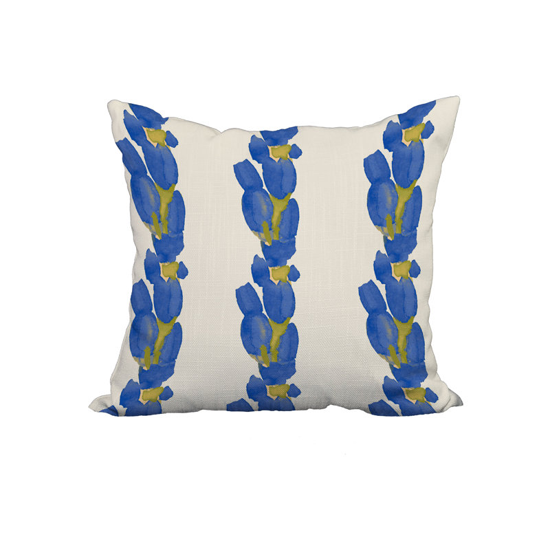 Sunset Tulip Floral Reversible Throw Pillow, 18" x 18", Blue