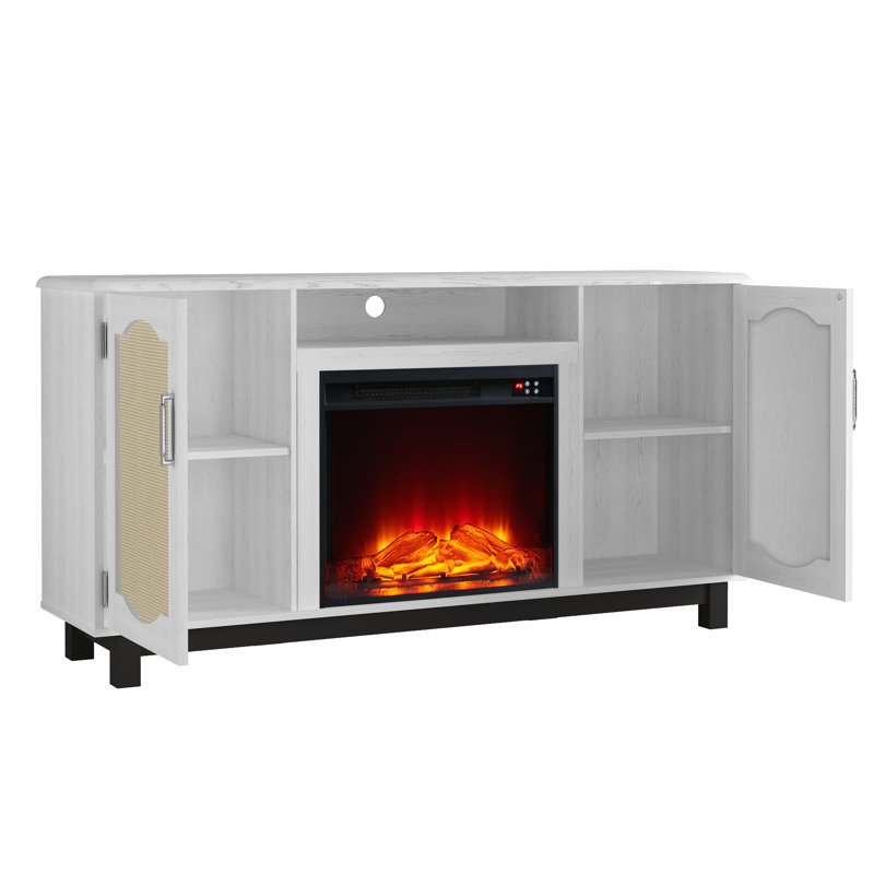 Brammer Unfinished TV Stand for TVs up to 65" with Fireplace Included, White