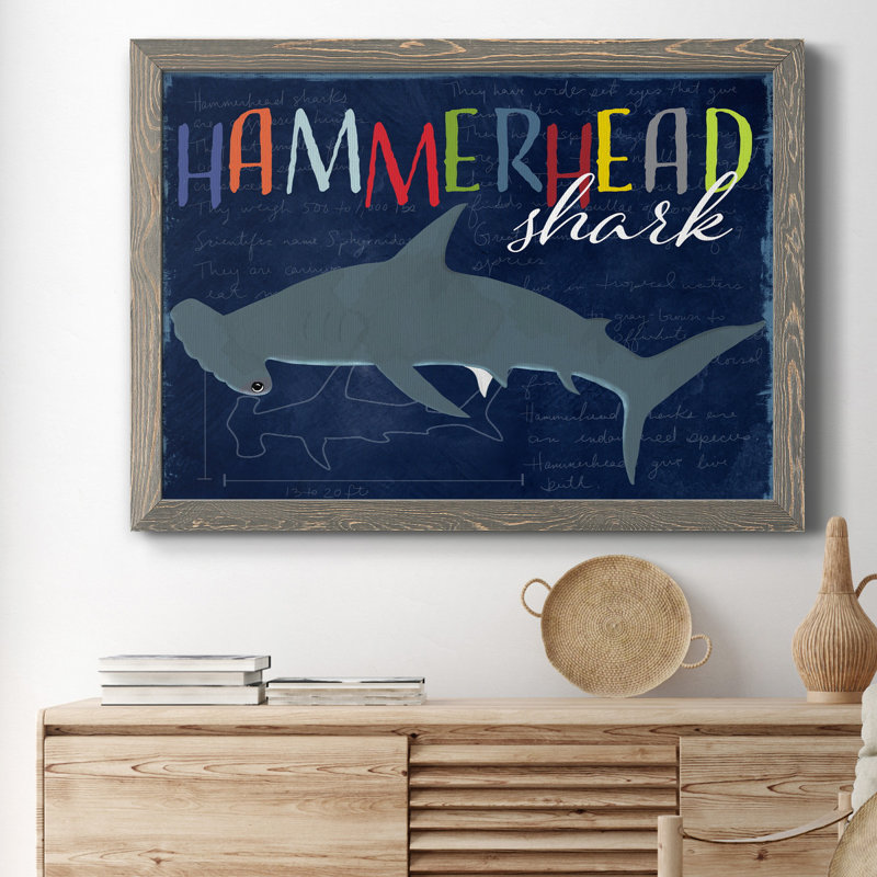 " Hammerhead Shark " Painting Print, Gray, 31.5" H x 23.5" W x 1.5" D