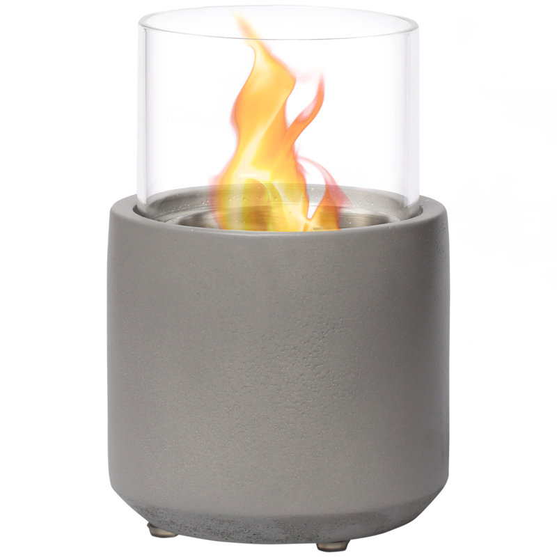 Light Grey Stainless Steel Ethanol Tabletop Fireplace