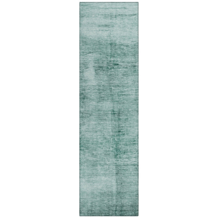 Machine Washable Indoor/Outdoor Xhevrie Teal Rug