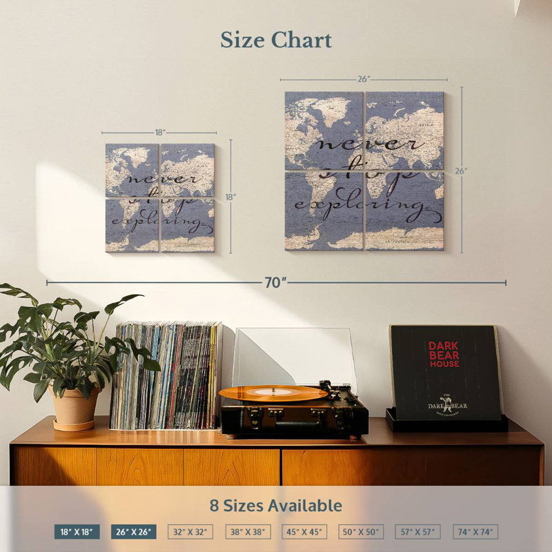 Tergel Never Stop Exploring World Map, 26" H x 26" W