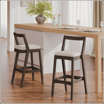 Indoor Rubberwood Barstool, Set Of 2